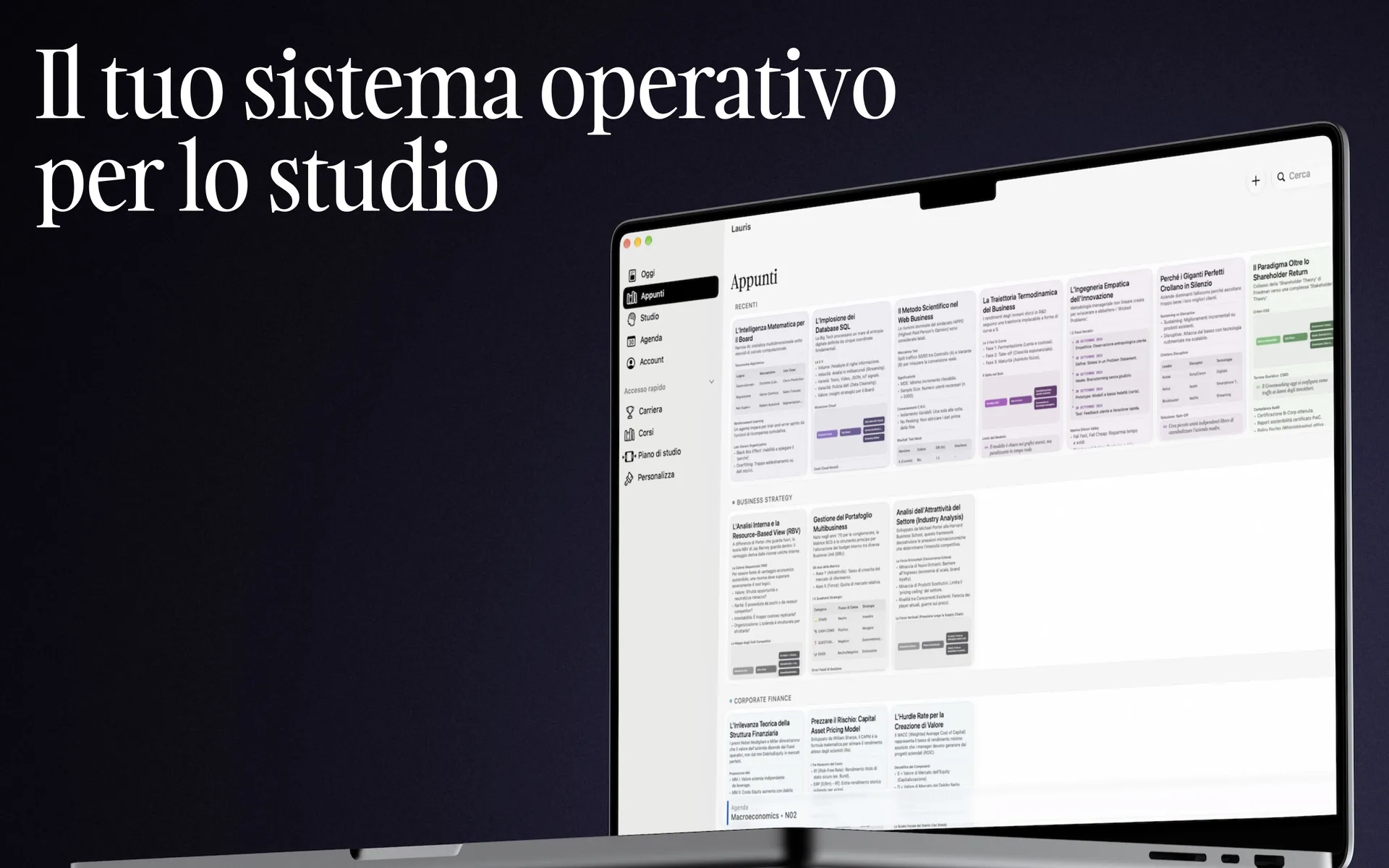 Lauris su Mac, schermata 1
